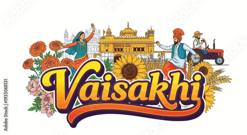 Vaisakhi festival celebration graphic design illustration.