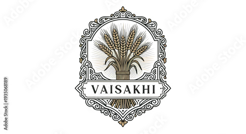 Vaisakhi Pongal Wheat Harvest Logo Design.