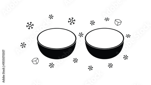 Korean summer food illustration featuring three traditional noodle dishes