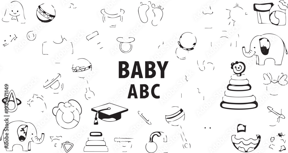 Fototapeta premium Baby themed and with abc text alphabet education learning