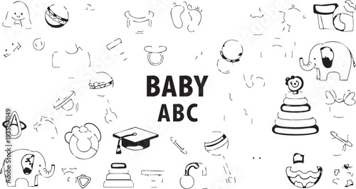 Baby themed and with abc text alphabet education learning