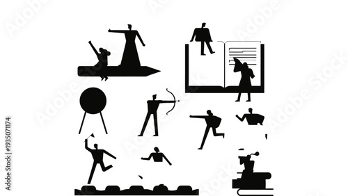 People illustration vector set engaging in various physical activities and sports