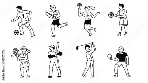 Sports icons vector illustration set for various athletic activities