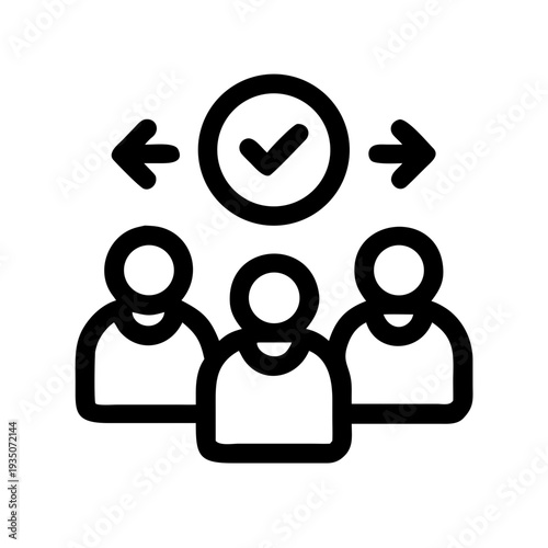 Group of people collaborating with approval and communication symbols isolated on white background, Vector