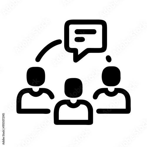 Group discussion with communication and collaboration illustration isolated on white background, Vector