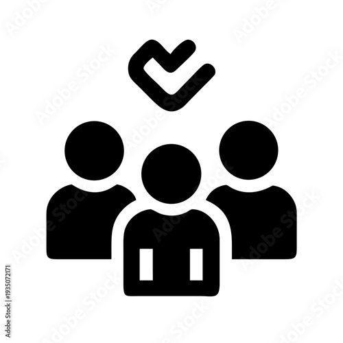 Group of people with a checkmark symbol indicating approval or agreement. isolated on white background, Vector