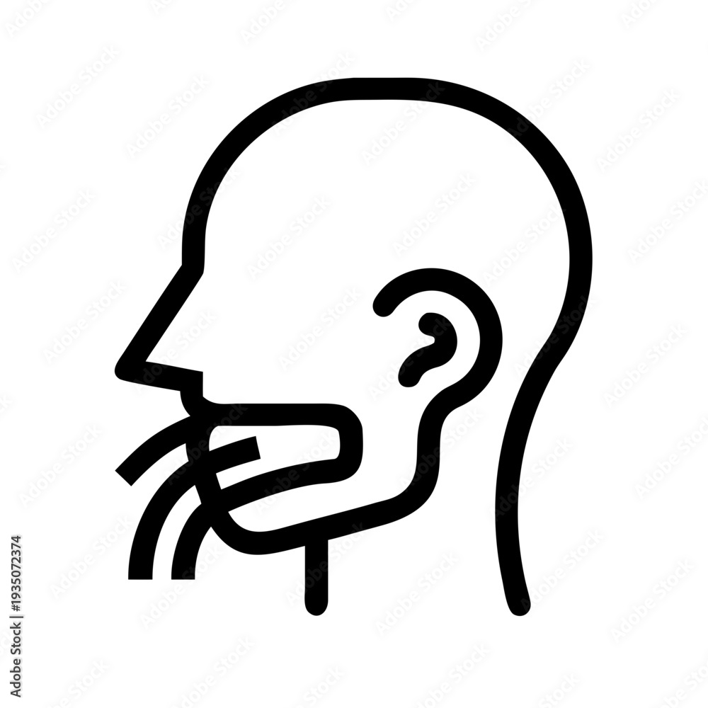 Fototapeta premium Simple line drawing of a person with a bandage wrapped around their head and neck area isolated on white background, Vector
