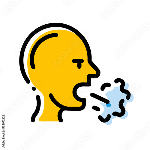 A creative illustration of a person speaking with a puzzle piece as their voice isolated on white background, Vector