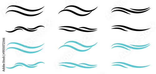 Sea Wave and Water Logo Collection Featuring Zigzag Line Icons and 60 Abstract Wave Shapes Vector Set