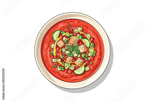 Chilled Gazpacho Soup with Fresh Garnishes