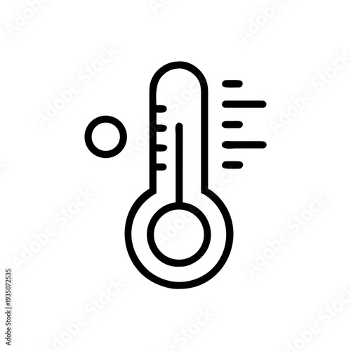 Thermometer icon showing temperature and wind conditions with a slight breeze isolated on white background, Vector