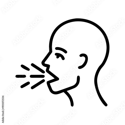 A simple illustration of a person blowing or whistling with their mouth open isolated on white background, Vector