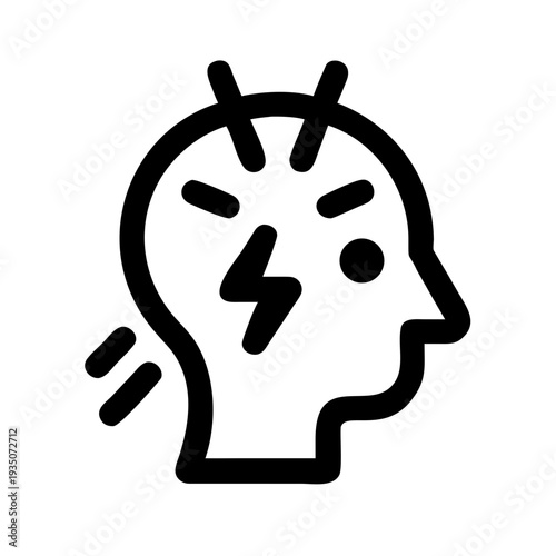 Creative illustration of a human head experiencing a sudden burst of inspiration or energy isolated on white background, Vector