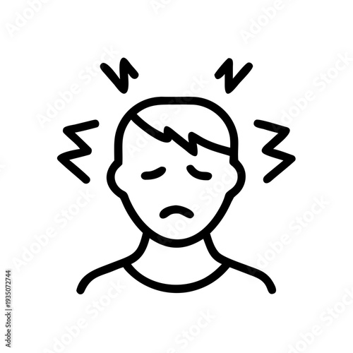 A person experiencing a sudden headache or shock with electric-like visual effects. isolated on white background, Vector