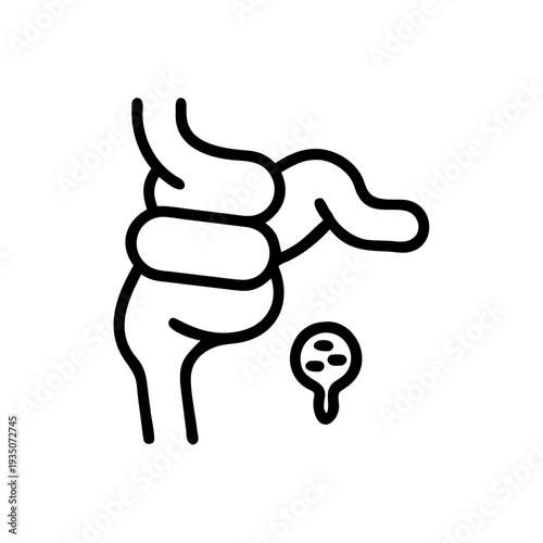 Illustration of human digestive system focusing on intestines and bacteria isolated on white background, Vector