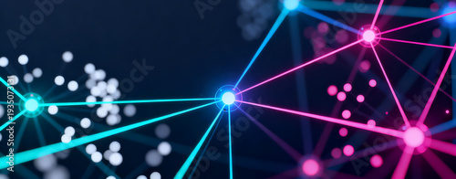 Abstract network of glowing nodes and lines