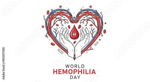 Hands Holding Heart with Blood Drop.