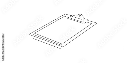 Abstract continuous one line clipboard with blank sheet vector illustration