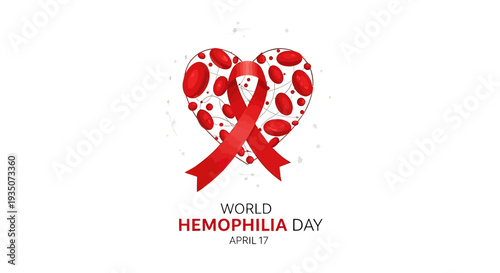Red Ribbon Heart Hemophilia Awareness Symbol.