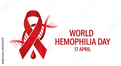 Red Ribbon Symbol Hemophilia Awareness Day.