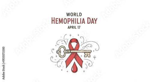 Red Ribbon Hemophilia Awareness Symbol Design.