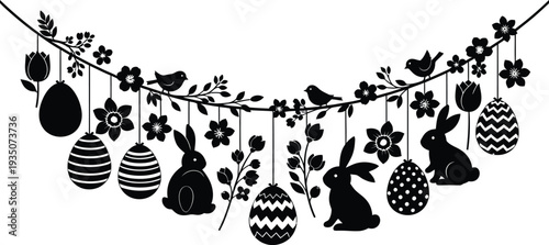 Easter sunday decorations easter eggs and bunny garland