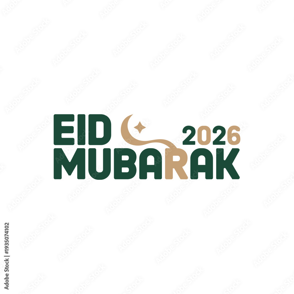 Obraz premium Eid Mubarak 2026 Islamic holiday greeting card template design