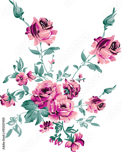 Title watercolor floral arrangement a delicate bouquet of pink and purple roses description a beautiful watercolor painting depicts a vibrant arrangement of