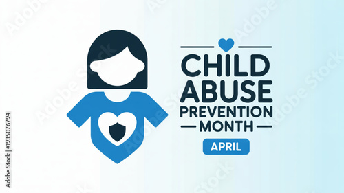 Child abuse prevention month awareness illustration with protective shield and heart in april
