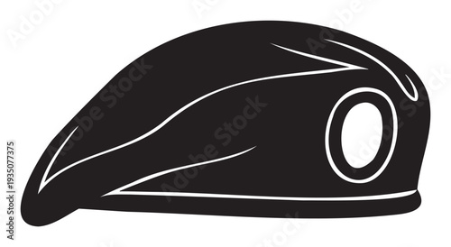 Black military beret depicting a classic army headwear design suitable for use in veteran remembrance projects, historical uniform displays, and armed forces insignia branding