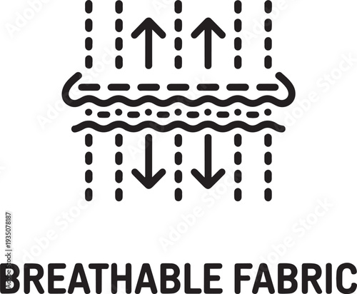 Breathable Fabric Icon Illustrating Airflow and Material Properties