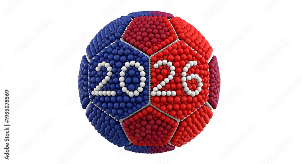 Obraz premium A soccer ball with the year 2026 written on it in white 2026 soccer world championship. Transparent background