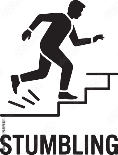 Businessman Stumbling Down Stairs With Text Illustration
