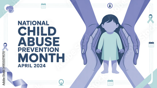 Protecting children awareness campaign for national child abuse prevention month april 2024 illustration
