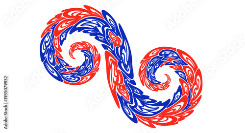 Abstract Red Blue Swirl Fractal Pattern