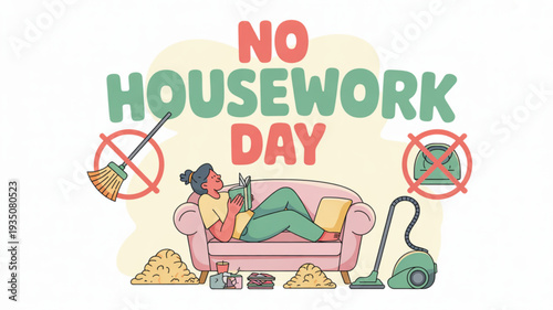 Woman relaxing on couch with no housework chores like cleaning or laundry