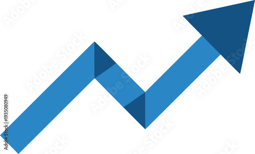 Blue geometric line graph showing upward growth and progress in a modern design.