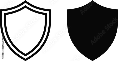 Comparison of a white outlined shield and a solid black shield icon designs