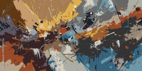 Oil painting detail background. Hand-drawn modern style art print. Futuristic artwork. Contemporary painting wall decor. Oil on canvas. Paint spills in soft colors.