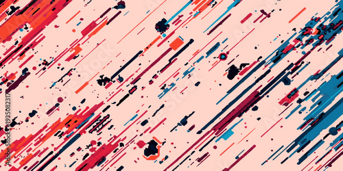 Textured abstract seamless pattern with wave elements and diagonal dots.