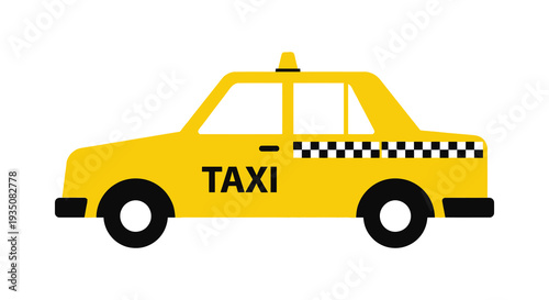 A bright yellow taxi cab is depicted in a flat minimalist style creating a striking silhouette high quality professional detailed modern