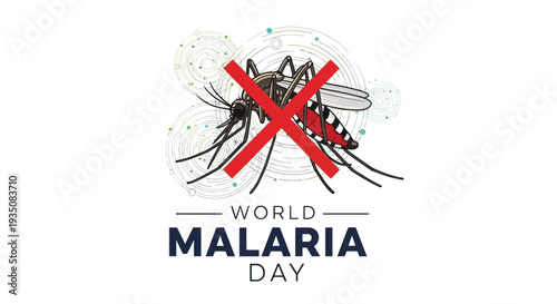 Mosquito with Red Cross Symbol World Malaria.