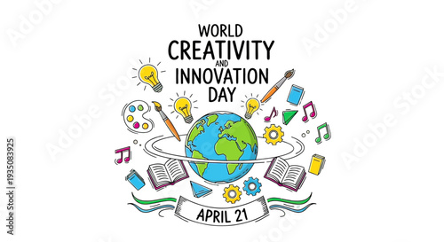 World Creativity Innovation Day emblem with globe.