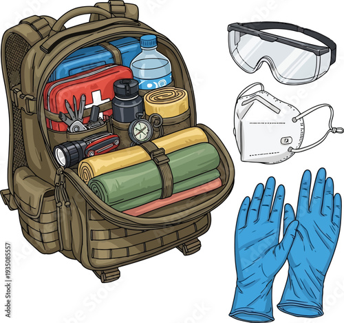 Emergency Survival Backpack with PPE Mask Gloves and Outdoor Gear