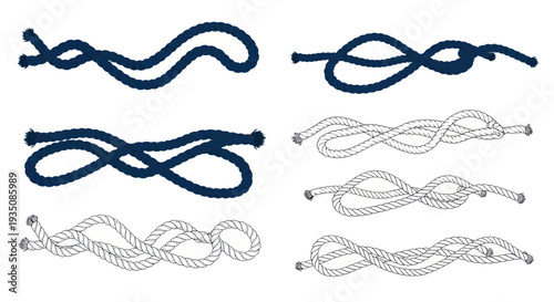 Nautical Knots Collection: Blue and White Rope Illustrations