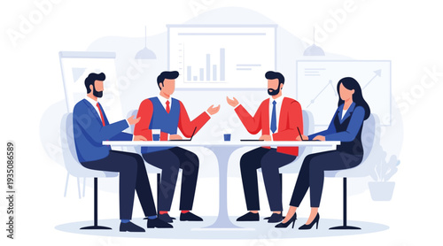 Business professionals engaged in a meeting discussion around a table