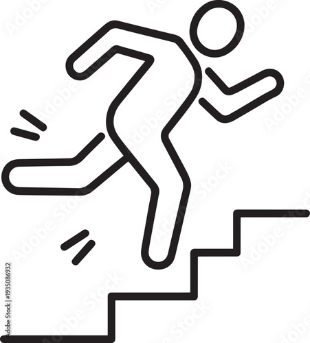 Person icon running up stairs depicting progress and success