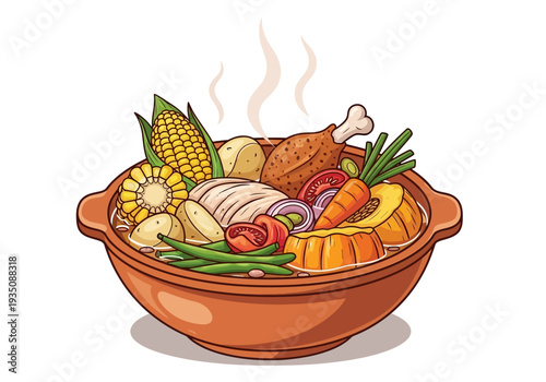 Roasted Turkey with Vegetables in Bowl.