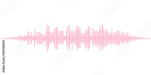 Abstract digital technology illustration featuring blue music notes and audio wave pulse lines over a city equalizer design with a light frequency waveform