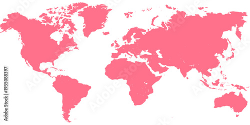 Heart shaped red world map illustration featuring global continents and countries in a stylized vector design for travel and geography